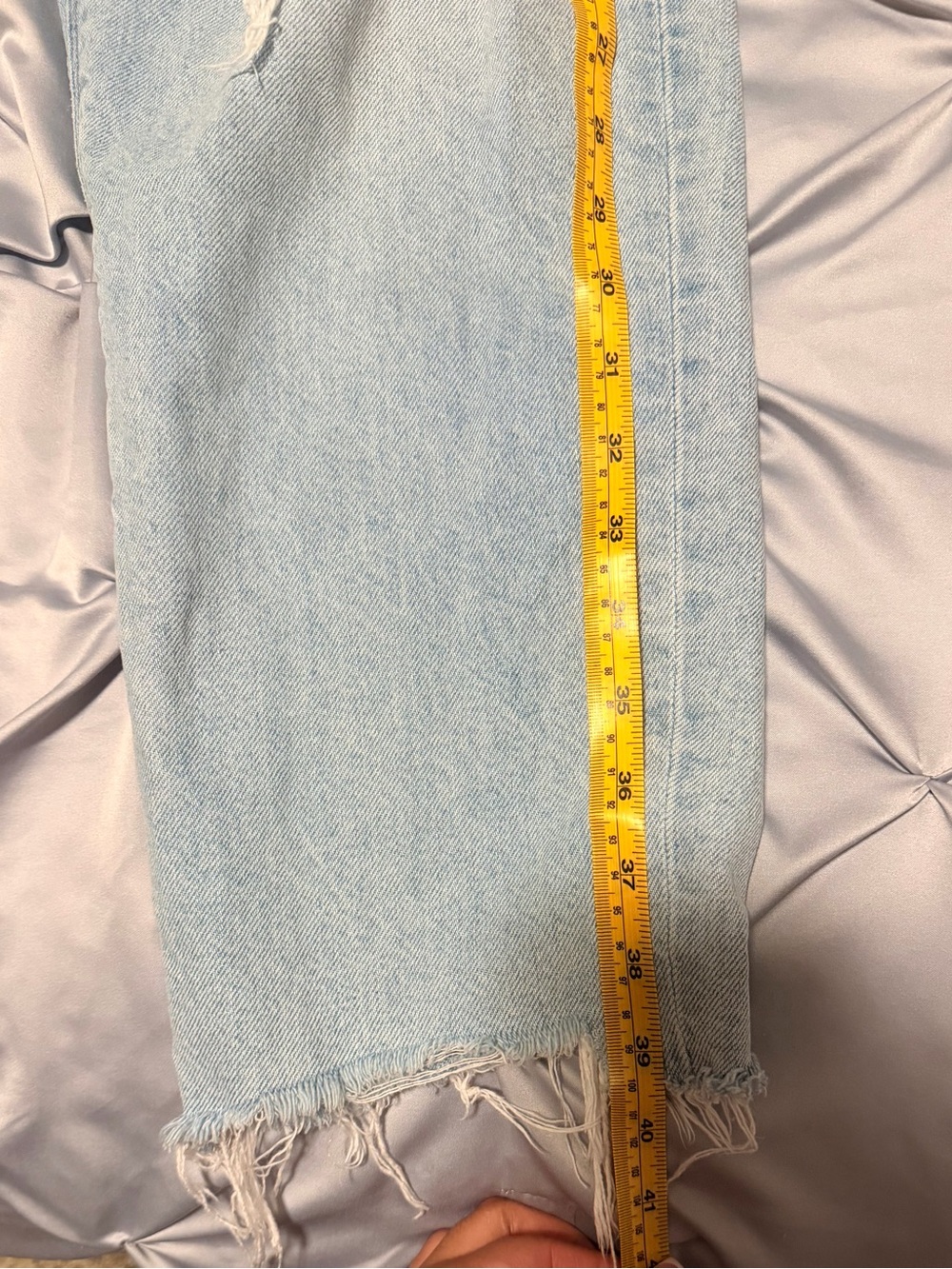 American Eagle Outfitters Light Blue Distressed Straight Leg Jeans - Picture 7 of 8